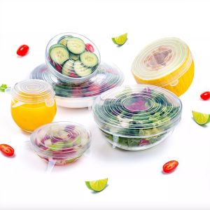 Lot de 5 couvercles étirables en silicone – ronds