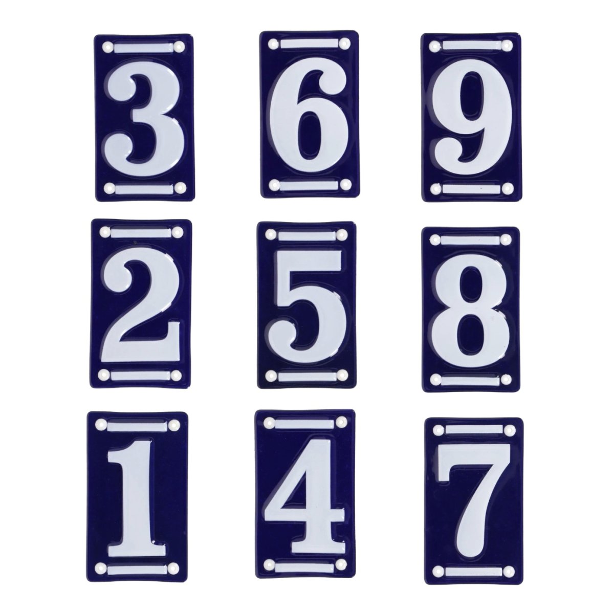 Numéro de maison en céramique – Bleu et blanc