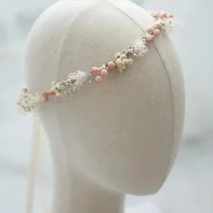 Couronne de Tête en Fleurs Séchées Rose