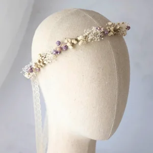 Couronne de Tête en Fleurs Séchées Violette