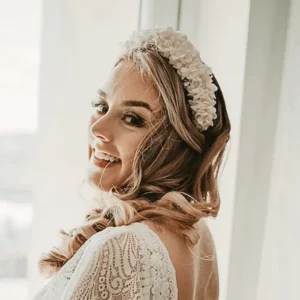 Couronne de Tête Mariage Blanche en Hortensias Stabilisés